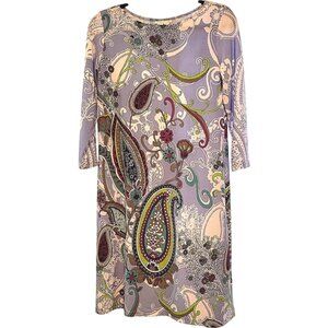 LONDON TIMES WOMENS SIZE 10 PURPLE PAISLEY A-LINE SLIP-ON DRESS